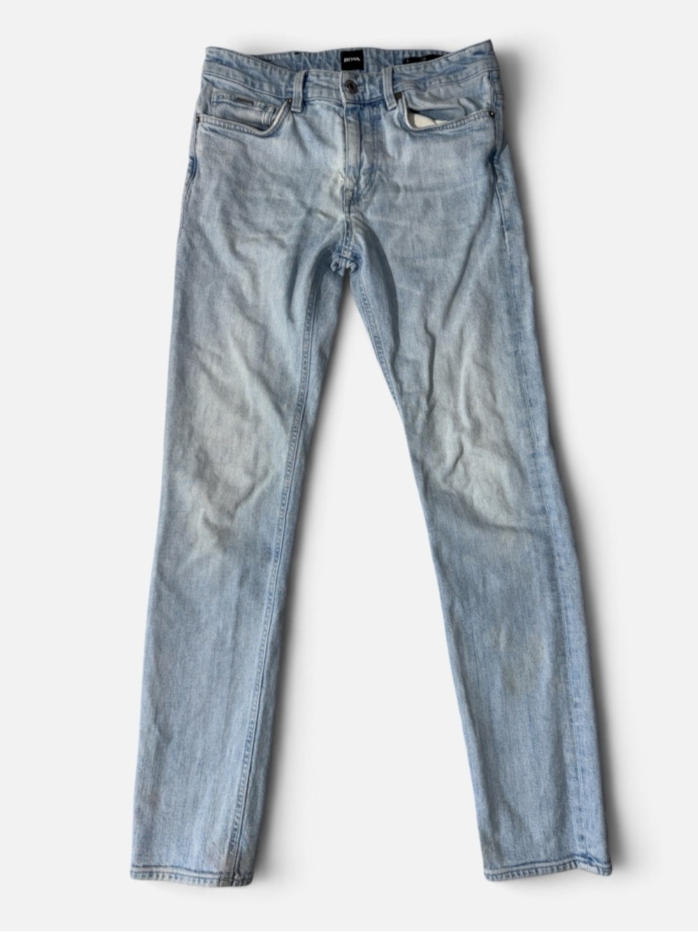 Hugo Boss mens 30x32 skinny fit Candiani light blue denim blue jeans EUC